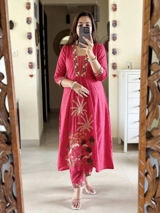 KF Kalaai Pink Cotton Designer Kurti With Bottom Dupatta Exporters In India
